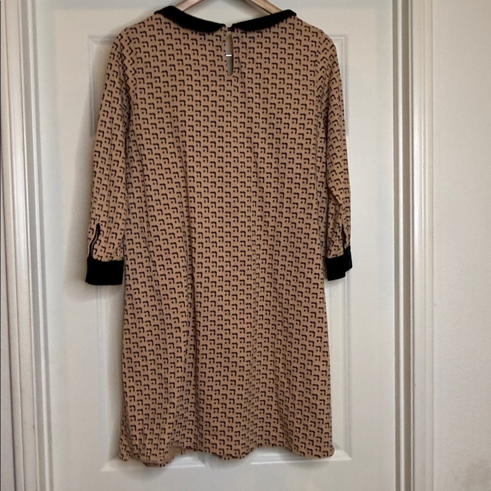 Orla Kiely 100% cotton patterned pink black Peter Pan collar dress sz Lg - Picture 6 of 10